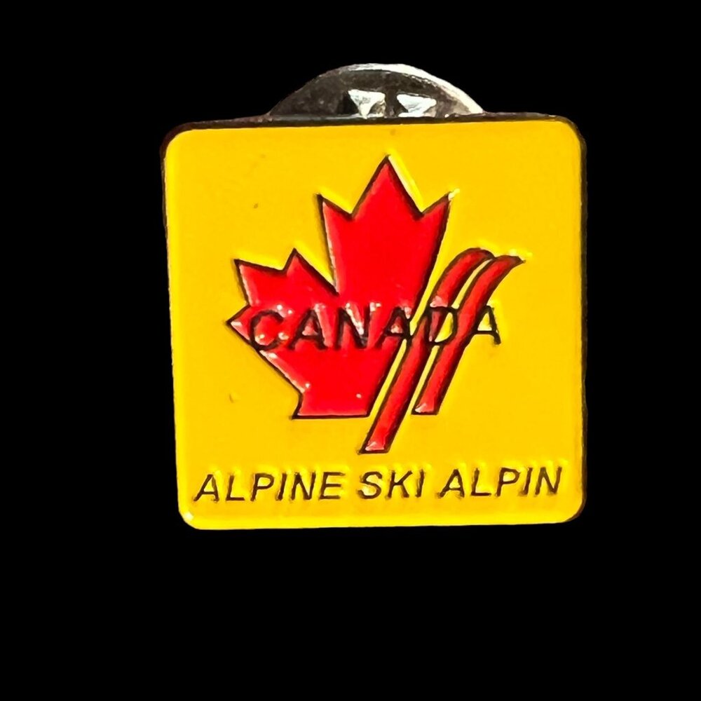 Vintage Canada‎ Alpine Ski Pin Skiing Racing Maple Leaf Lapel Hat